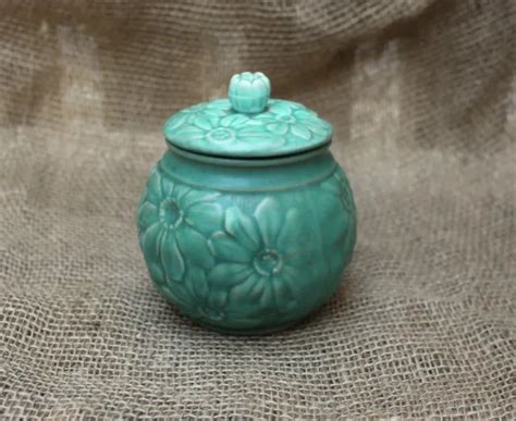 VINTAGE SYLVAC FLORAL Pottery Preserve Pot Blue Ceramic Flower Jar with Lid 1581 $22.80 - PicClick