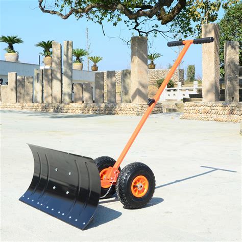 29 Inch Wheeled Snow Shovel Adjustable Height Multi-angle Snow Pusher ...