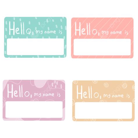 Cute Name Tag PNG Image, Cute Pastel Color Name Tag Illustration Set, Name Tag Illustration ...