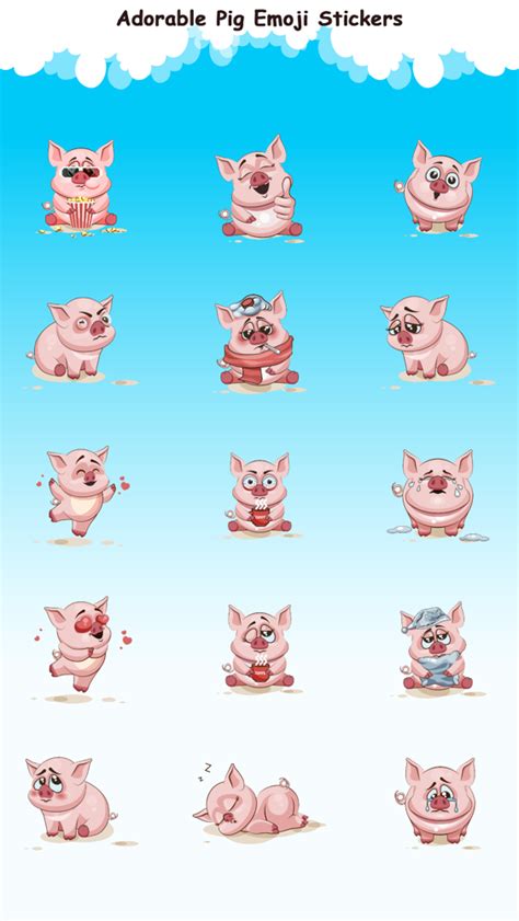 Adorable Pig Emoji Stickers App for iPhone - Free Download Adorable Pig ...