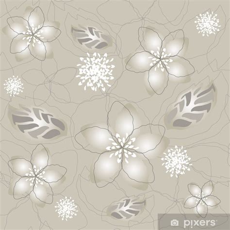 Wall Mural Seamless grey silver flower wallpaper - PIXERS.US