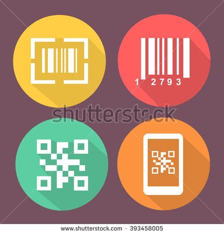 Bar and Qr code icons. Smartphone symbols with Scan barcode. Circle flat buttons with icon - buy ...