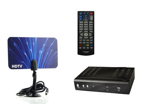 Digital HD Combo Flat Thin Leaf Antenna + HDTV Digital to Analog Converter Box U | eBay