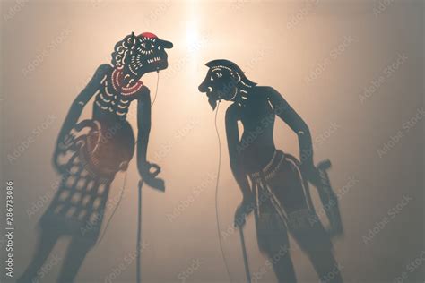 traditional public Shadow puppets set, The actor and the audience are ...