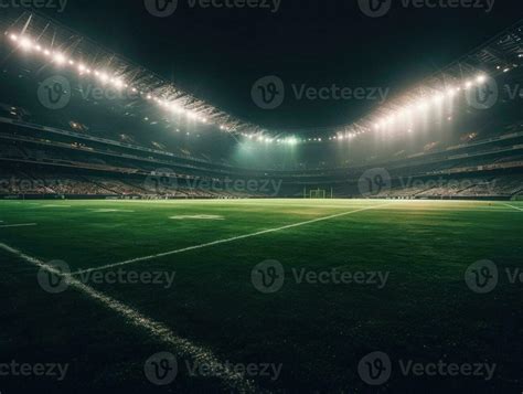 Football stadium with bright lights and seats Created with technology ...