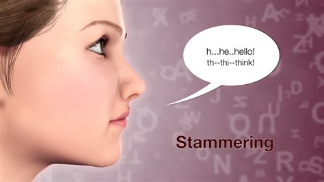 Stammering depicted in medical animation still, with symptoms & treatment