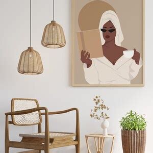 Modern Woman Art, Black Girl Reading Art, Woman Illustration, DIGITAL, African Woman Art ...