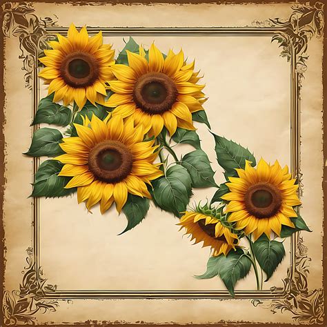 Sunflowers Vintage Background Free Stock Photo - Public Domain Pictures