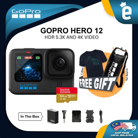 Gopro HERO 12 Black HERO12 5.3K60 27MP Hypersmooth 6.0 10-Bit HDR Video Action Camera | Shopee ...