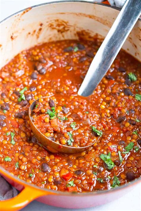 Vegan Lentil Chili Recipe - Cookin Canuck - Meatless Dinner