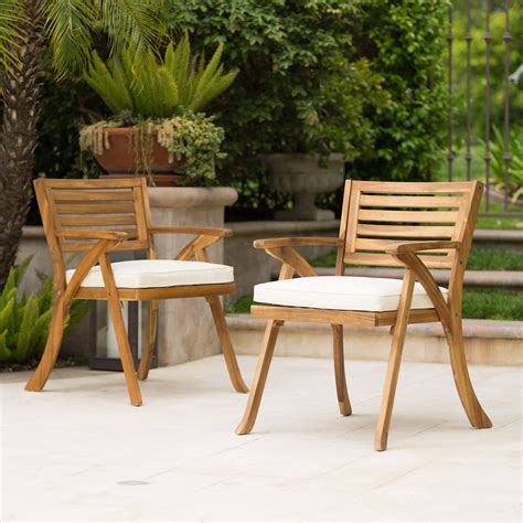 Outdoor Teak Finish Acacia Wood Arm Chair (Set of 2) - Walmart.com ...