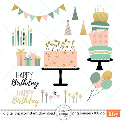 Birthday Girl Clipart Birthday Cake Gifts Candles - Etsy