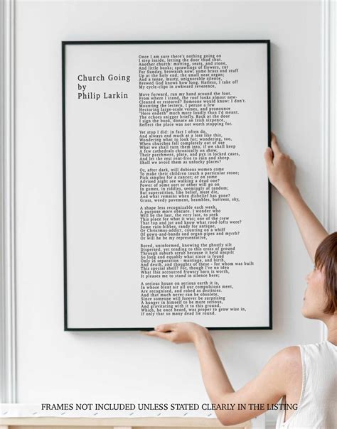 Philip Larkin CHURCH GOING Poem Print, Minimalist Black & White Background Unframed Philip ...