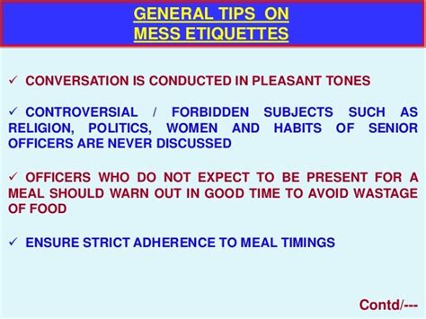 Mess etiquette and Table Manners