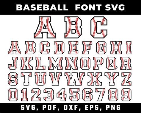 Baseball Font Svg Baseball Alphabet With Stitches Baseball Alphabet Svg ...