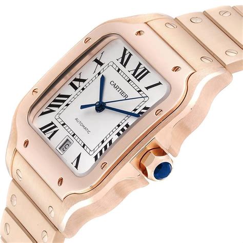 Cartier Santos 100 XL Rose Gold Silver Dial Men's Watch WGSA0007 For Sale at 1stdibs