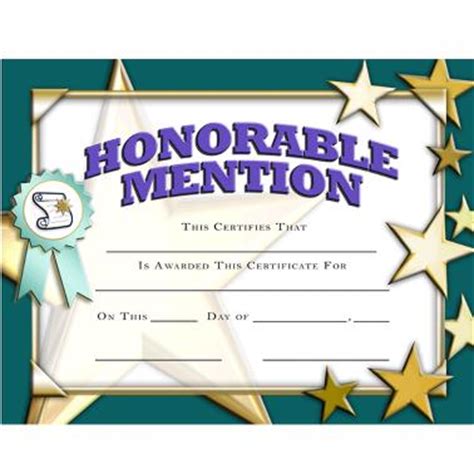 Crown Certificates | Honorable Mention Certificate