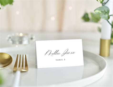 PRINTED Folded Wedding Place Card Customizable Calligraphy Script ...