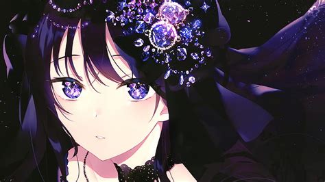 Anime Girl With Black Hair And Purple Eyes