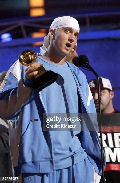 Eminem accepting his GRAMMY for Best Rap Album News Photo - Getty Images