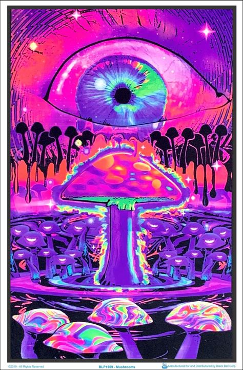 Mushrooms Black Light Poster 23 x 35 in 2021 | Trippy painting, Hippie wallpaper, Hippie painting