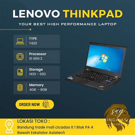 Jual Laptop Lenovo Thinkpad T420 Core i5 Gen 2 Ram 8GB Ssd 256GB ...