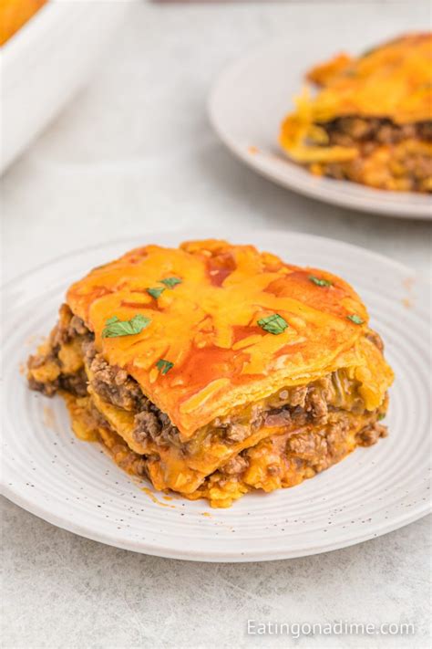 Ground Beef Enchilada Casserole Recipe - Eating on a Dime