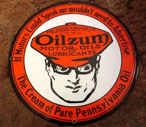 VINTAGE OILZUM Motor Oil And Lubricants Porcelain Sign reproduction $24 ...