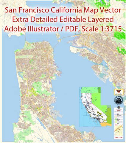San Francisco: Free download vector map San Francisco, California, US, Adobe Illustrator