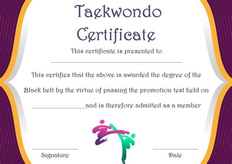 Taekwondo certificate templates for trainers students inspiring designs – Artofit