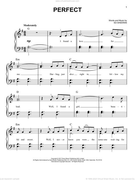 Sheeran - Perfect sheet music for piano solo [PDF-interactive]