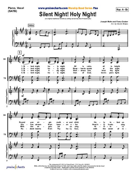 Silent Night Sheet Music PDF (Traditional Carol / PraiseCharts ...