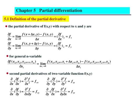 PPT - 5.1 Definition of the partial derivative PowerPoint Presentation - ID:5737069