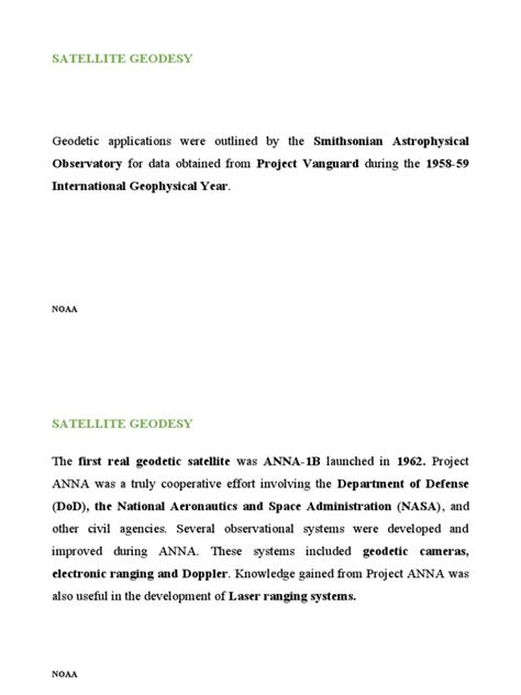 Satellite Geodesy: Geodetic Applications Were Outlined by The ...