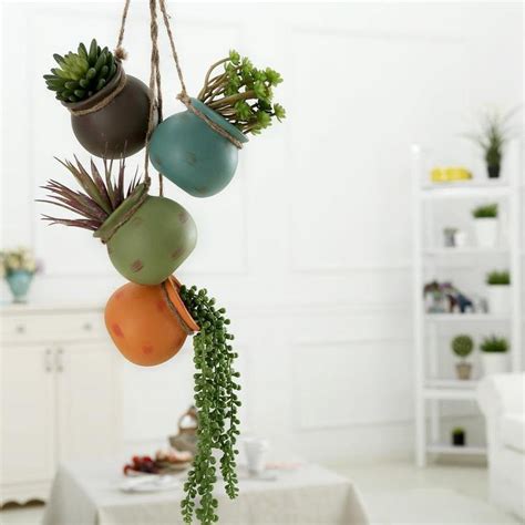 Hanging Planter Set - Multicolor Mini Ceramic 4 Planter Set – MyGift