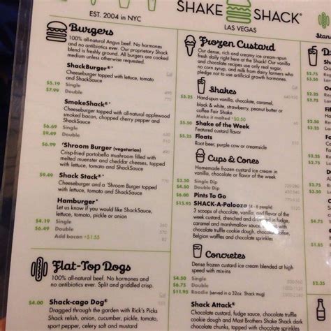 Menu at Shake Shack NYNY Hotel (LV BLVD) restaurant, Las Vegas, Las ...