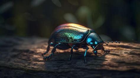 Premium AI Image | A close up of a beetle with rainbow colors on its head