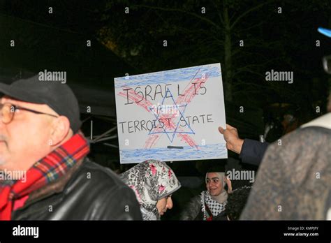 Protest outside the American embassy against US recognition of Jerusalem as a capital city of ...