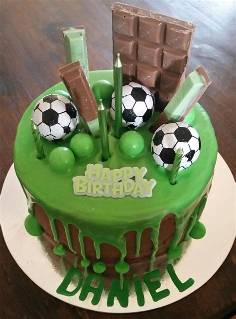 Soccer chocolate drip cake for teenager Football Birthday Cake, Number ...