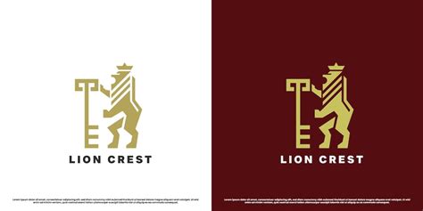 Premium Vector | Lion crest logo design illustration simple flat silhouette of a lion key ...