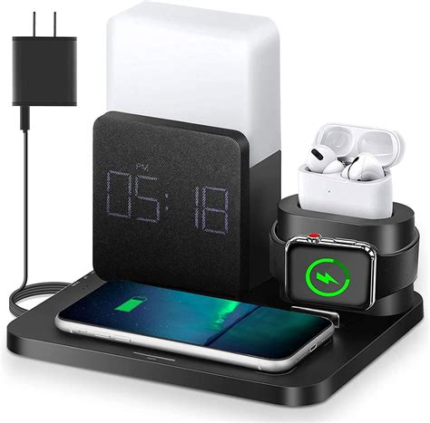 Amazon.com: LAVONE Wireless Charger,3 in 1 Fast Charging Station with Alarm Clock and Night ...