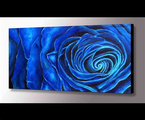 a large blue rose painting on the wall