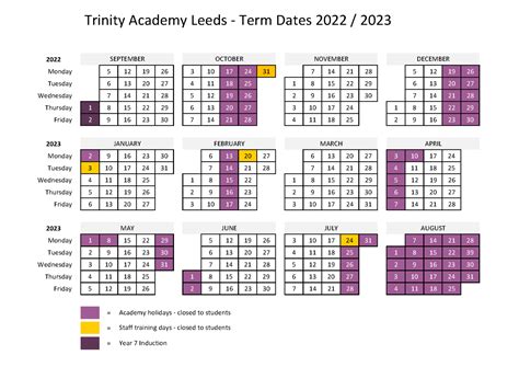 Term Dates - Trinity Academy Leeds