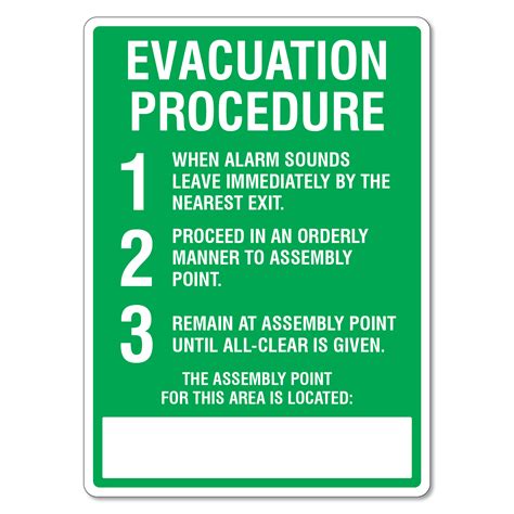 Evacuation Procedure Sign - The Signmaker