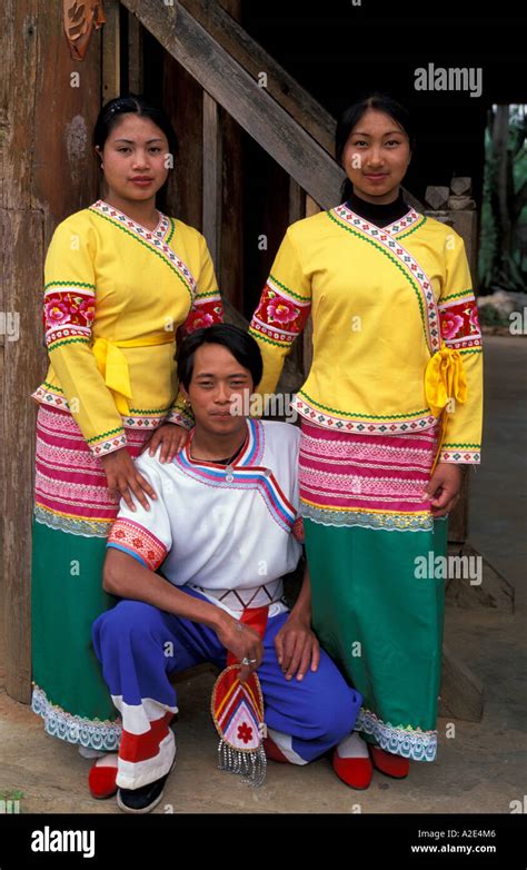 China, Yunnan Province, Kunming. Group of young Bulang people in Stock ...