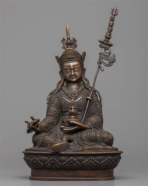 Guru Rinpoche Mantra Practice Statue | Traditional Oxidized Buddhist S