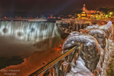 Canadian Falls at night during the winter in Niagara. Image Photography ...