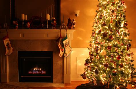 Download Fireplace Light Christmas Tree Christmas Ornaments Christmas Lights Holiday Christmas ...