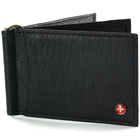 Alpine Swiss RFID Blocking Mens Money Clip Deluxe Spring Loaded Leather Wallet | eBay