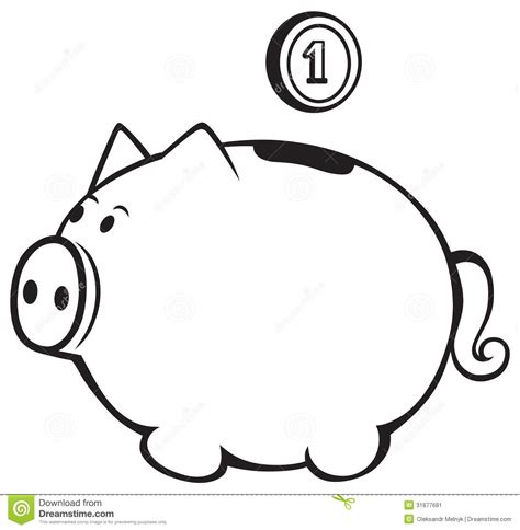 Black And White Piggy Bank Clipart